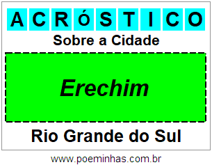 Acróstico Para Imprimir Sobre a Cidade Erechim