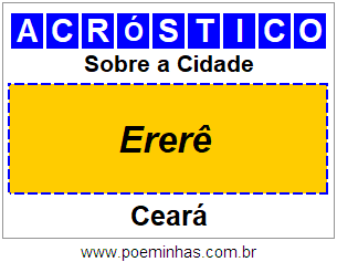 Acróstico Para Imprimir Sobre a Cidade Ererê