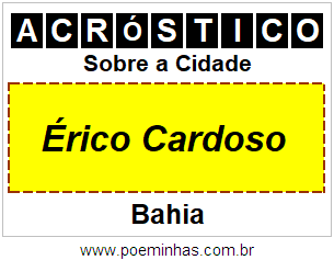 Acróstico Para Imprimir Sobre a Cidade Érico Cardoso