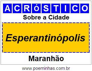 Acróstico Para Imprimir Sobre a Cidade Esperantinópolis