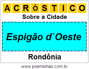 Acróstico Para Imprimir Sobre a Cidade Espigão d`Oeste