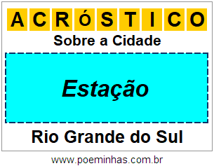 Acróstico Para Imprimir Sobre a Cidade Estação