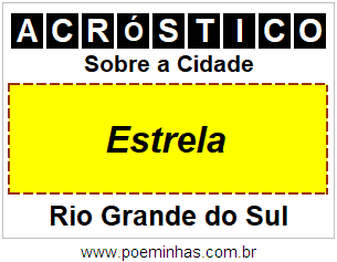 Acróstico Para Imprimir Sobre a Cidade Estrela