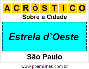 Acróstico Para Imprimir Sobre a Cidade Estrela d`Oeste