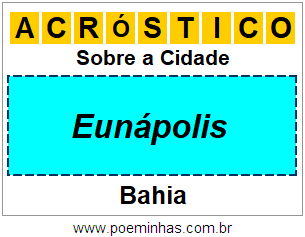 Acróstico Para Imprimir Sobre a Cidade Eunápolis