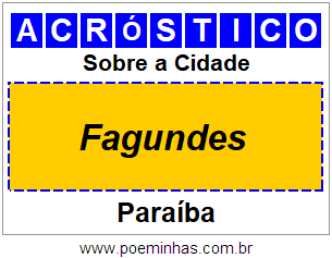 Acróstico Para Imprimir Sobre a Cidade Fagundes