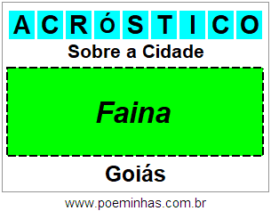 Acróstico Para Imprimir Sobre a Cidade Faina