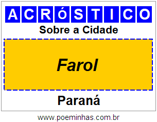 Acróstico Para Imprimir Sobre a Cidade Farol