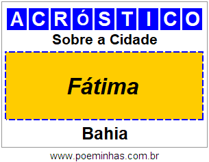 Acróstico Para Imprimir Sobre a Cidade Fátima