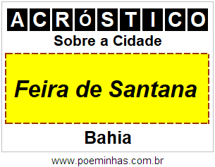 Acróstico Para Imprimir Sobre a Cidade Feira de Santana