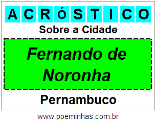 Acróstico Para Imprimir Sobre a Cidade Fernando de Noronha