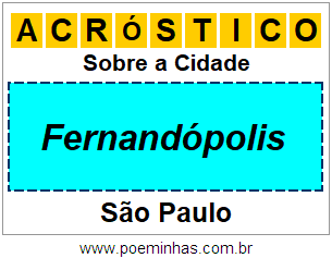 Acróstico Para Imprimir Sobre a Cidade Fernandópolis