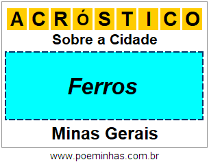 Acróstico Para Imprimir Sobre a Cidade Ferros