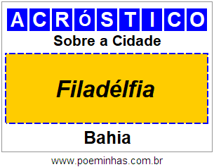 Acróstico Para Imprimir Sobre a Cidade Filadélfia