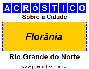 Acróstico Para Imprimir Sobre a Cidade Florânia