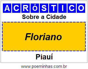 Acróstico Para Imprimir Sobre a Cidade Floriano