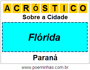 Acróstico Para Imprimir Sobre a Cidade Flórida