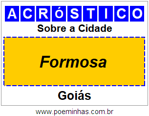 Acróstico Para Imprimir Sobre a Cidade Formosa