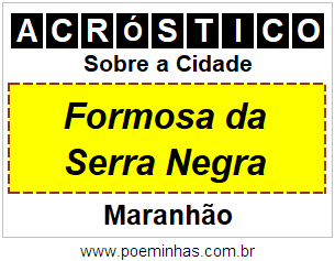 Acróstico Para Imprimir Sobre a Cidade Formosa da Serra Negra