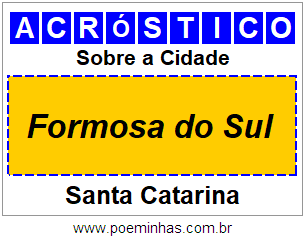 Acróstico Para Imprimir Sobre a Cidade Formosa do Sul