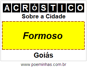 Acróstico Para Imprimir Sobre a Cidade Formoso