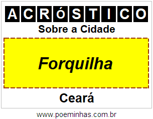 Acróstico Para Imprimir Sobre a Cidade Forquilha