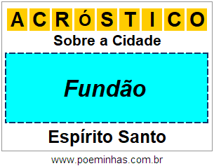 Acróstico Para Imprimir Sobre a Cidade Fundão