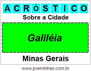 Acróstico Para Imprimir Sobre a Cidade Galiléia