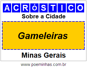 Acróstico Para Imprimir Sobre a Cidade Gameleiras