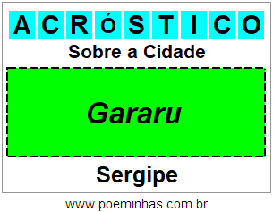 Acróstico Para Imprimir Sobre a Cidade Gararu