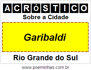 Acróstico Para Imprimir Sobre a Cidade Garibaldi