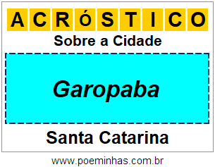 Acróstico Para Imprimir Sobre a Cidade Garopaba