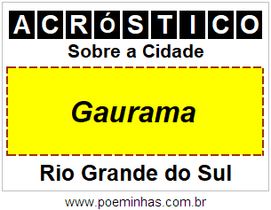 Acróstico Para Imprimir Sobre a Cidade Gaurama