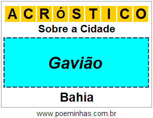 Acróstico Para Imprimir Sobre a Cidade Gavião