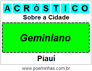 Acróstico Para Imprimir Sobre a Cidade Geminiano