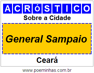 Acróstico Para Imprimir Sobre a Cidade General Sampaio