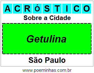 Acróstico Para Imprimir Sobre a Cidade Getulina