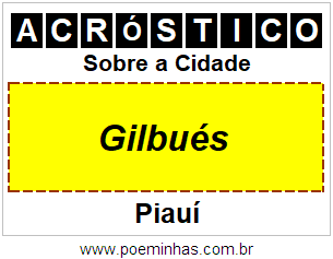 Acróstico Para Imprimir Sobre a Cidade Gilbués