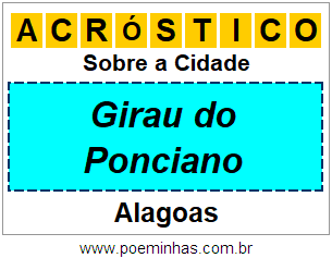 Acróstico Para Imprimir Sobre a Cidade Girau do Ponciano