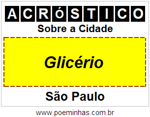 Acróstico Para Imprimir Sobre a Cidade Glicério