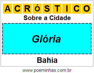 Acróstico Para Imprimir Sobre a Cidade Glória