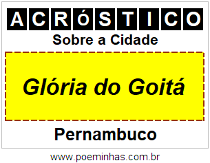 Acróstico Para Imprimir Sobre a Cidade Glória do Goitá