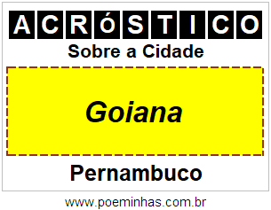 Acróstico Para Imprimir Sobre a Cidade Goiana