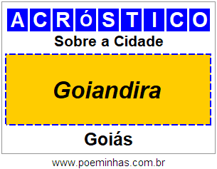 Acróstico Para Imprimir Sobre a Cidade Goiandira