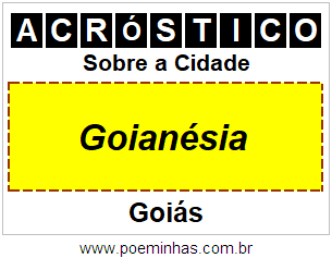 Acróstico Para Imprimir Sobre a Cidade Goianésia