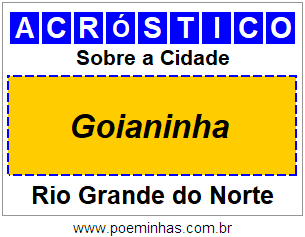 Acróstico Para Imprimir Sobre a Cidade Goianinha