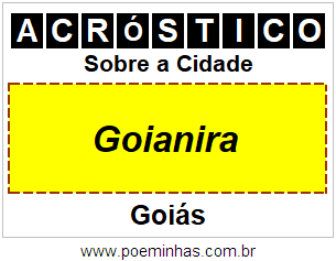 Acróstico Para Imprimir Sobre a Cidade Goianira