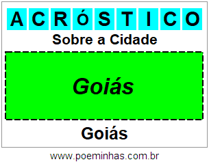 Acróstico Para Imprimir Sobre a Cidade Goiás