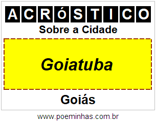 Acróstico Para Imprimir Sobre a Cidade Goiatuba