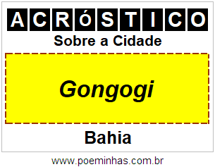 Acróstico Para Imprimir Sobre a Cidade Gongogi